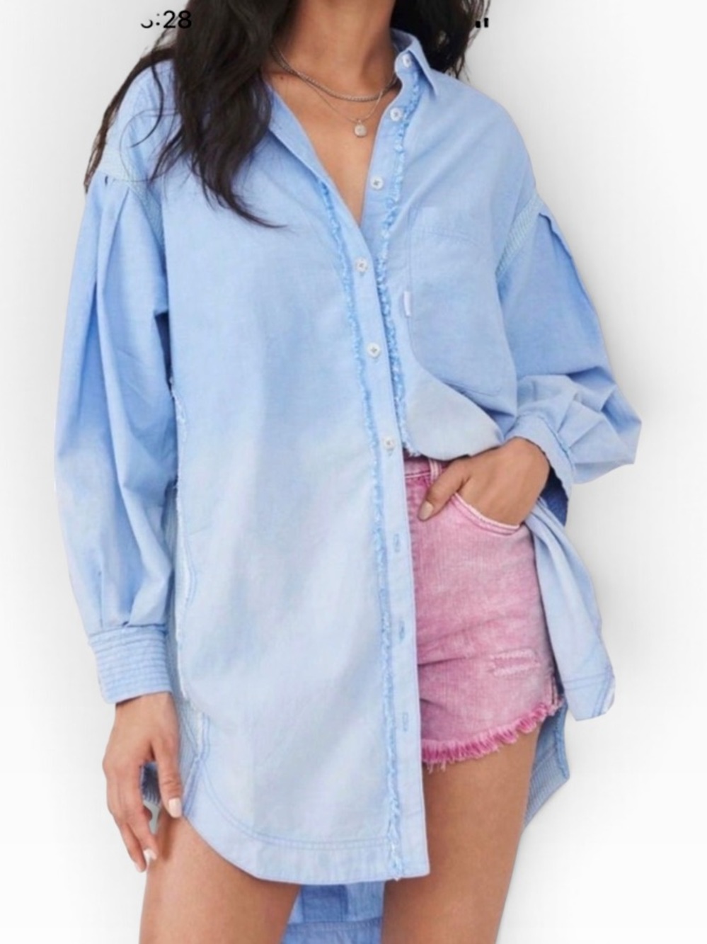 Free People Bali Mabel Oversized Shirt Jacket Blue Size XS NWT